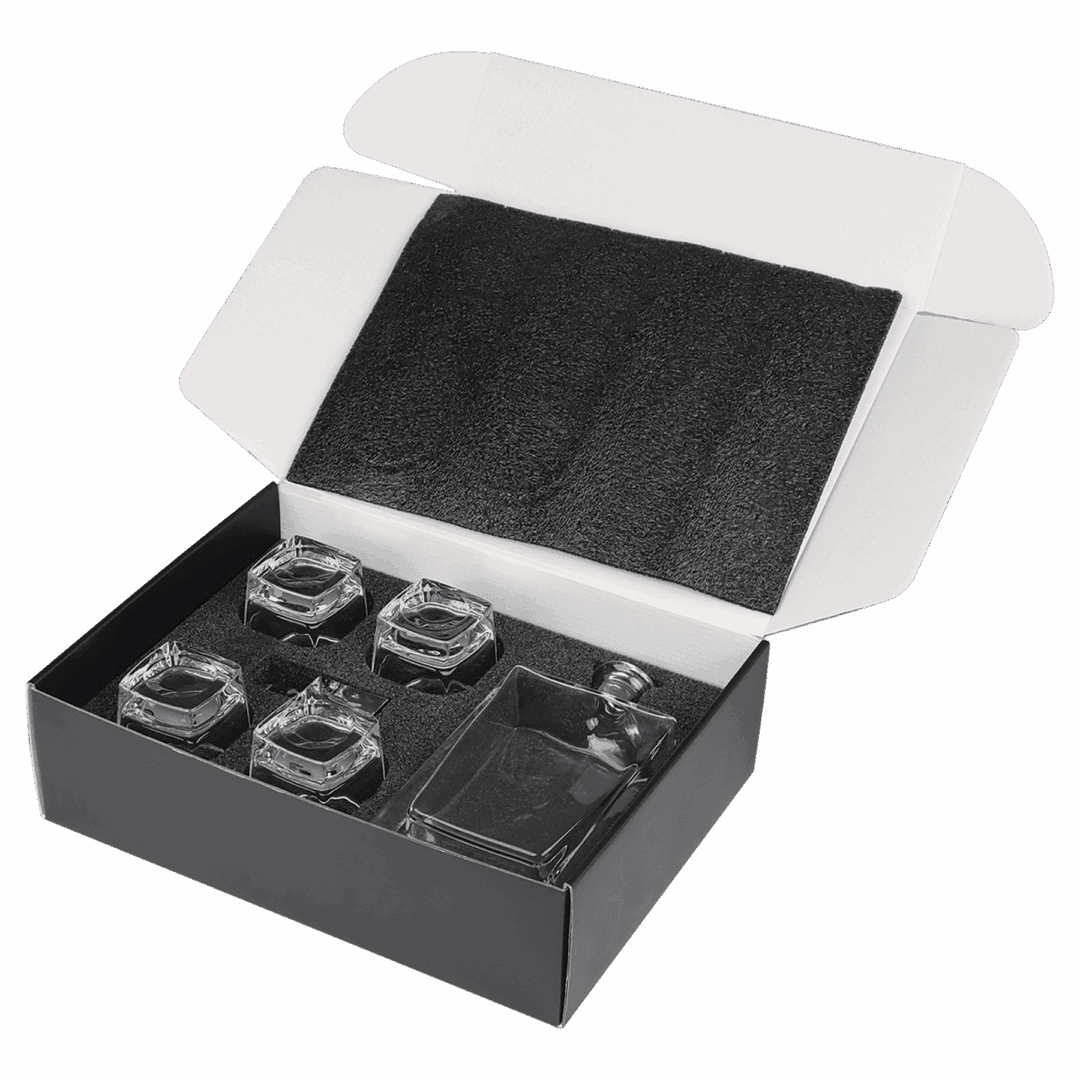 Open box with glass cups inside.